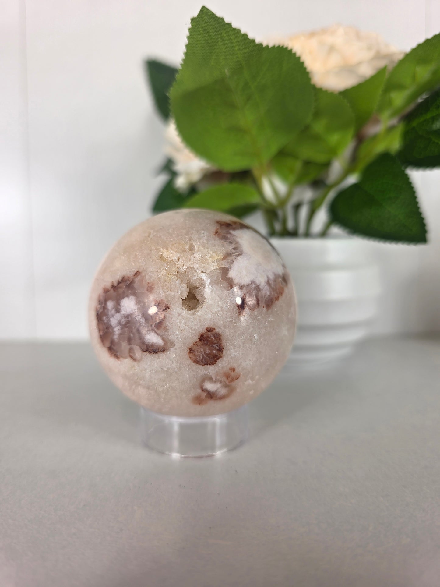 Pink Flower Agate sphere