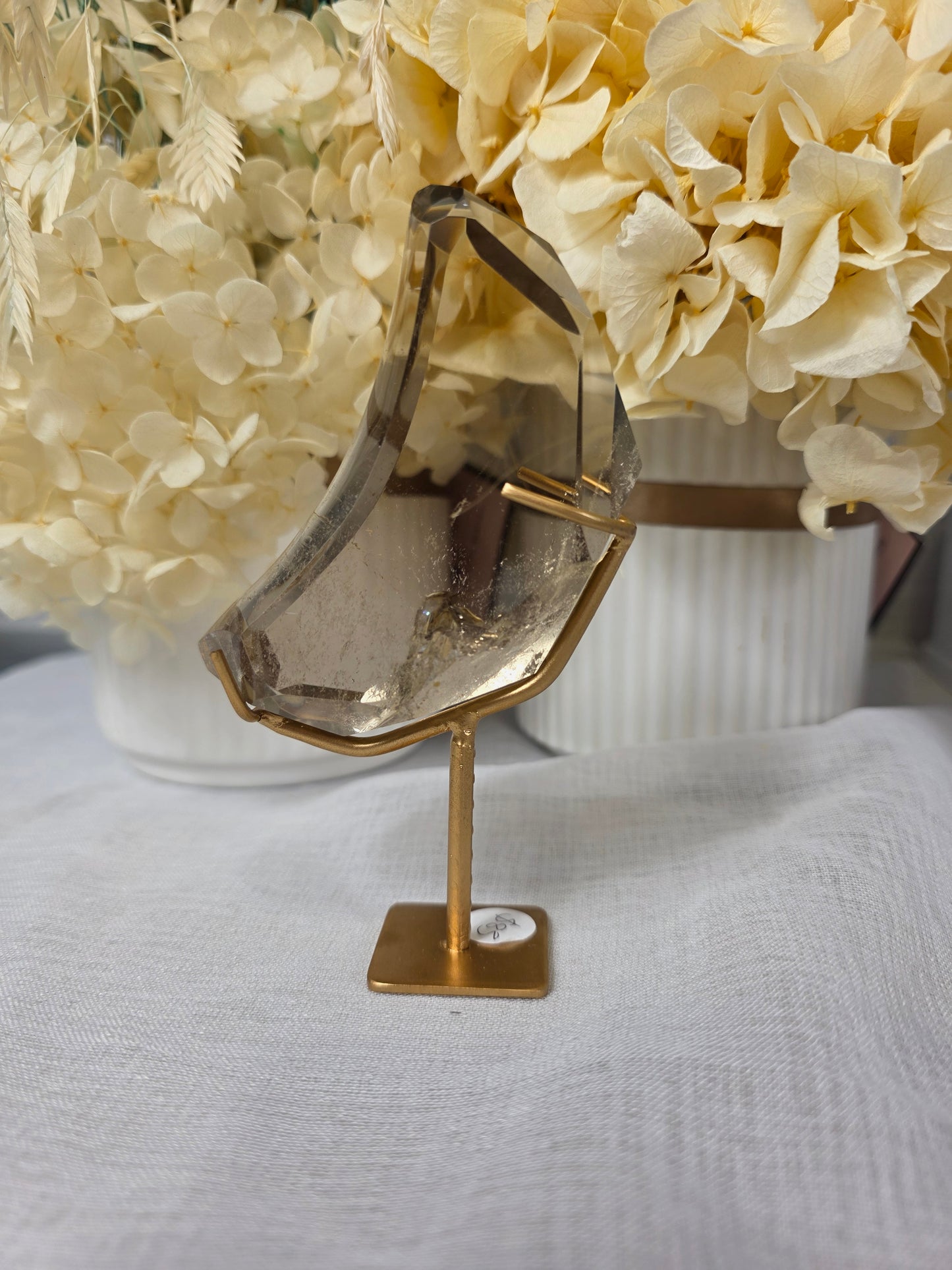 Brazilian Smoky citrine faceted moon and stand