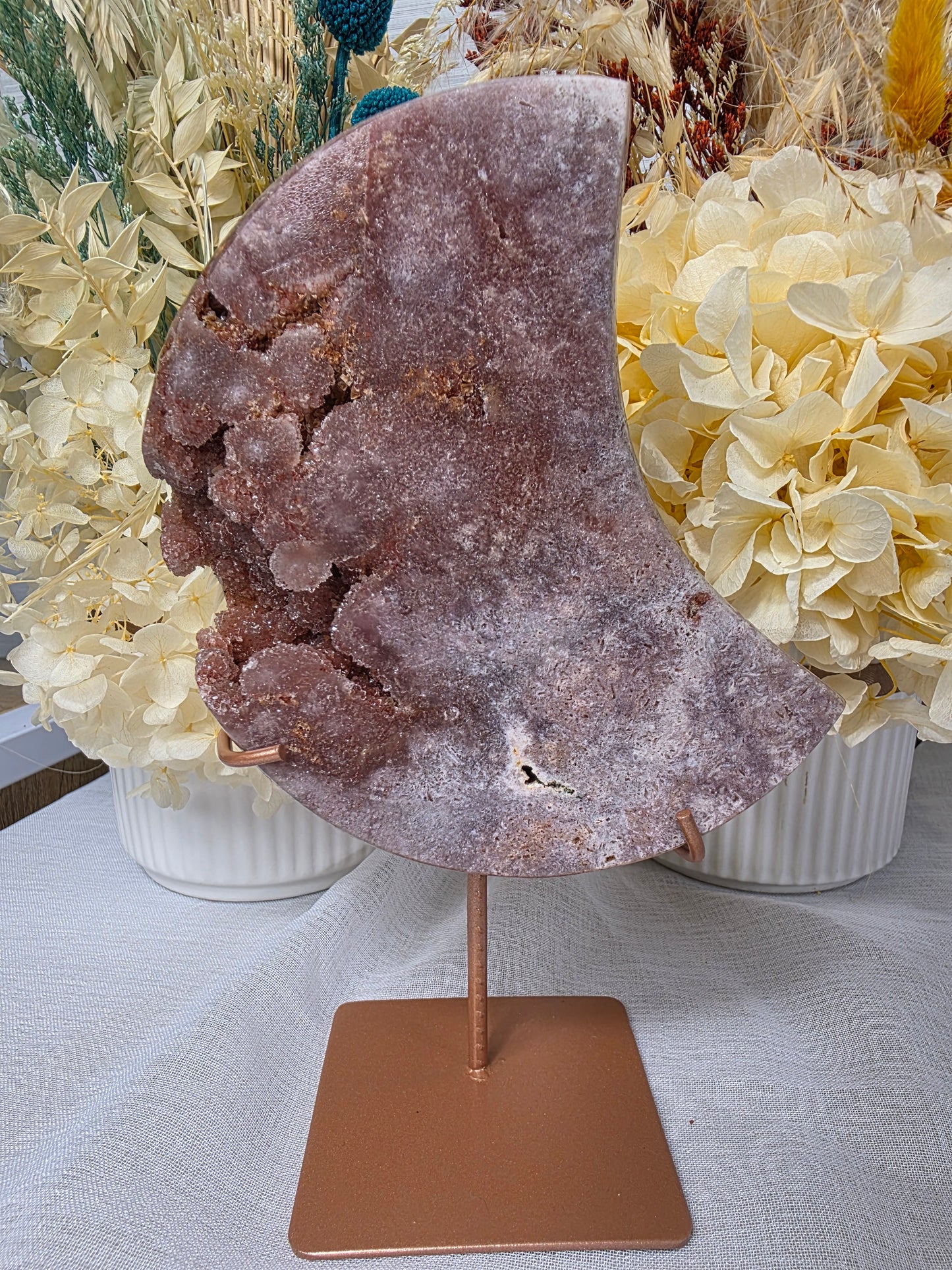 Pink Amethyst Moon and stand