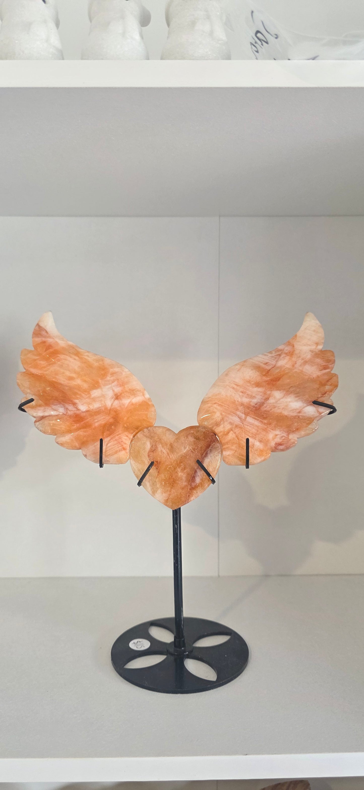 Fire Quartz Angel Wings on stand
