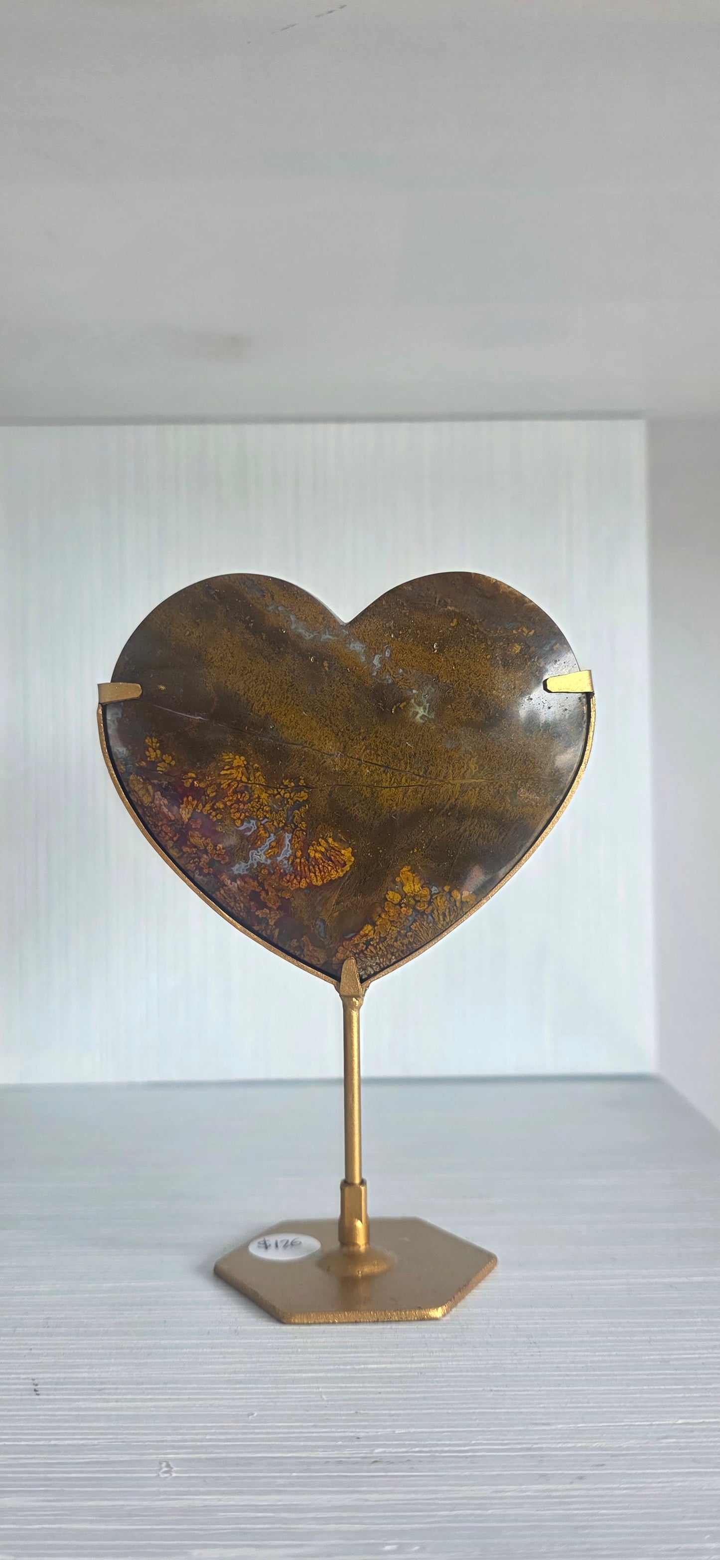 Red Moss Heart on stand