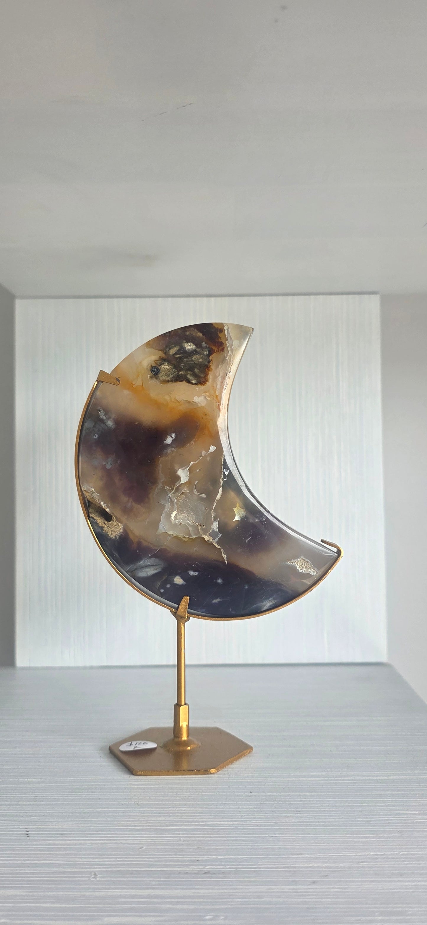 Blue Chalcedony Moon on stand