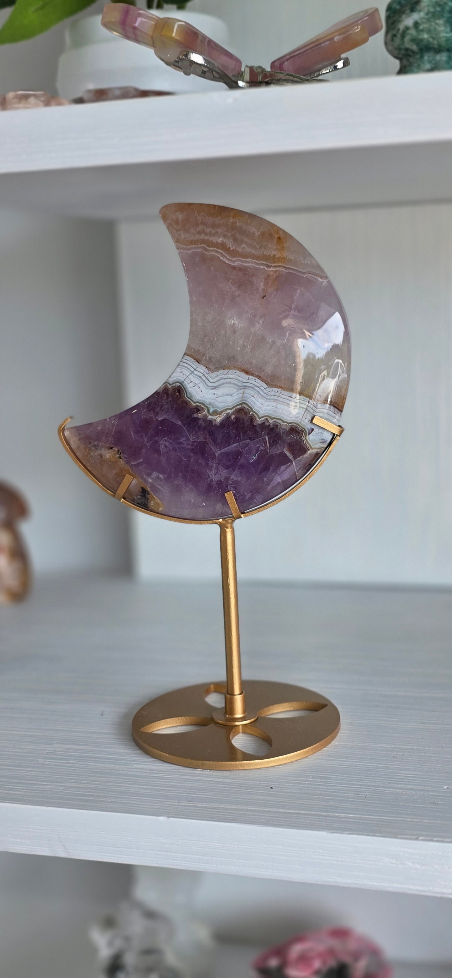 Amethyst Agate Moon on stand