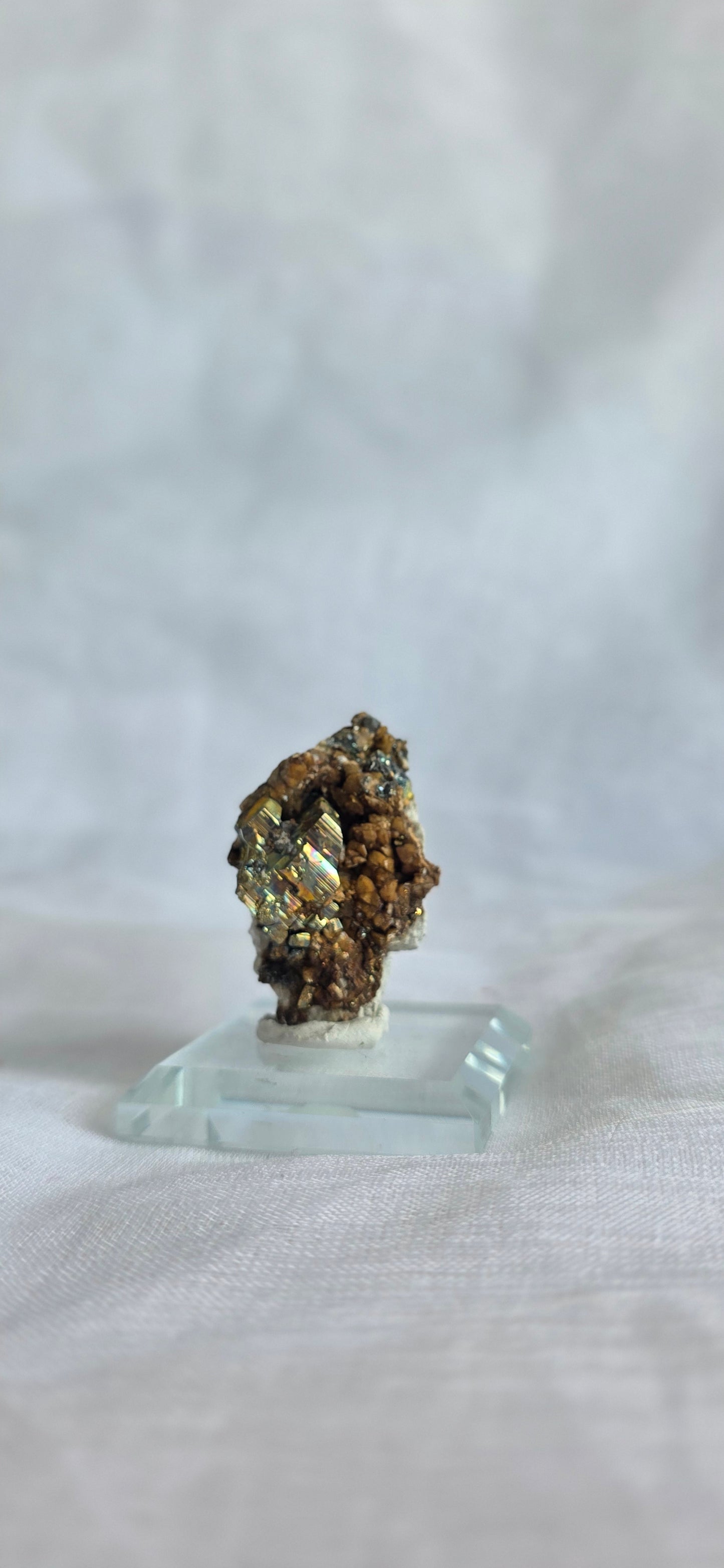 iridescent pyrite on matrix