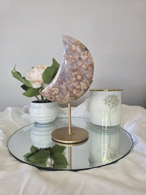 pink amethyst moon with stand