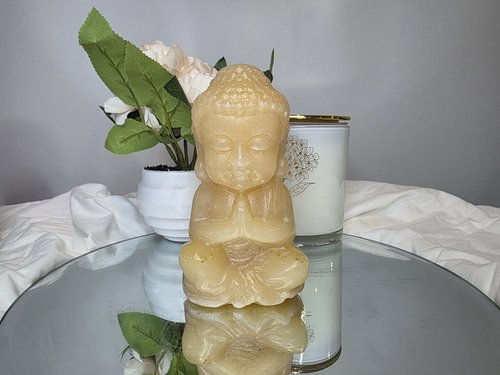 Yellow Calcite Buddha Carving