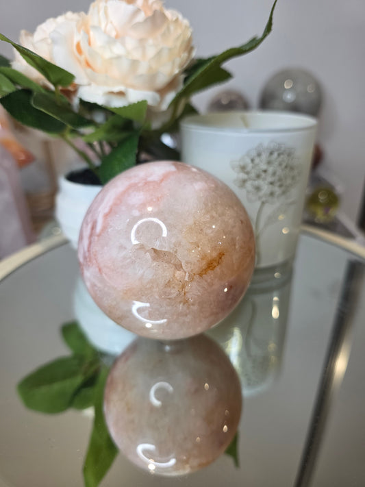 Carnelian Flower Agate sphere