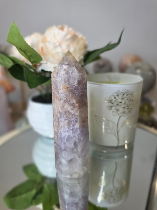 Pink & Purple Amethyst Flower Agate tower