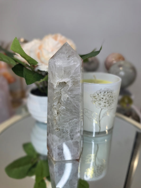 Green Amethyst Flower Agate Tower