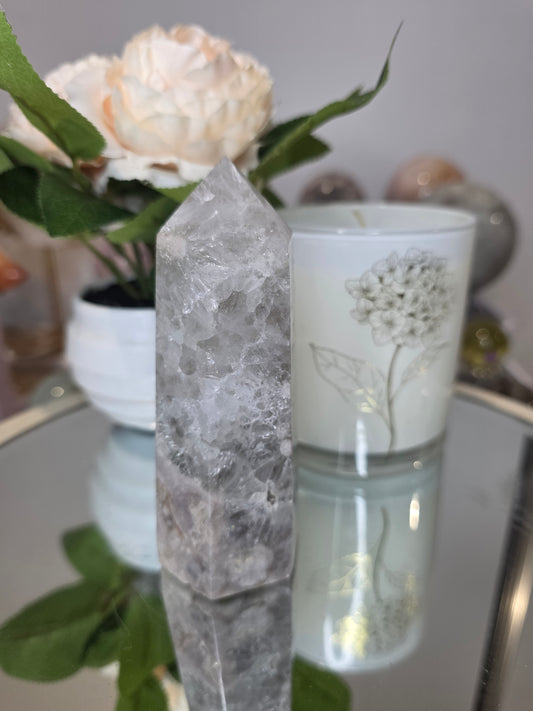 Green Amethyst Flower Agate Tower