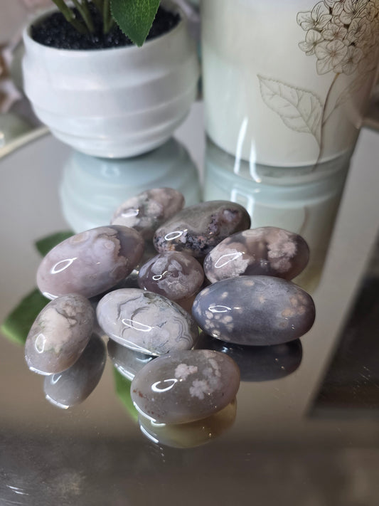 Black Flower Agate tumble