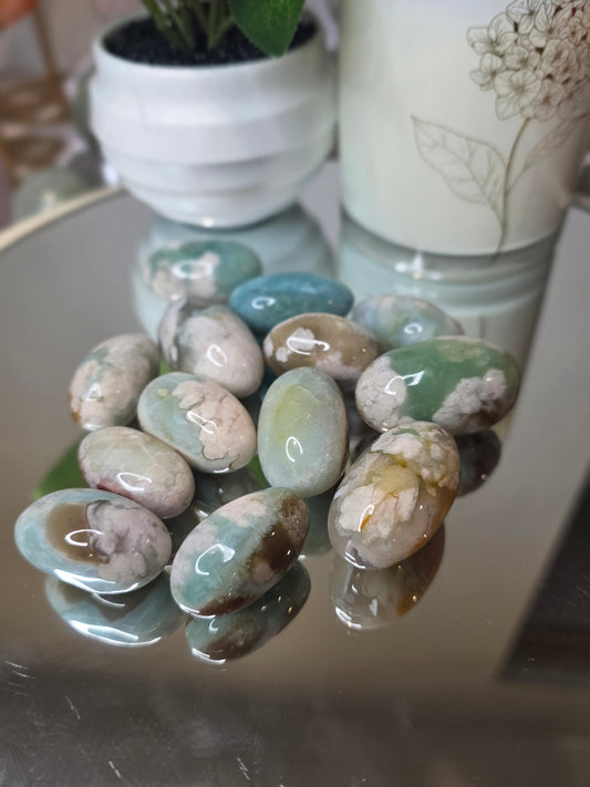Green Flower Agate tumble