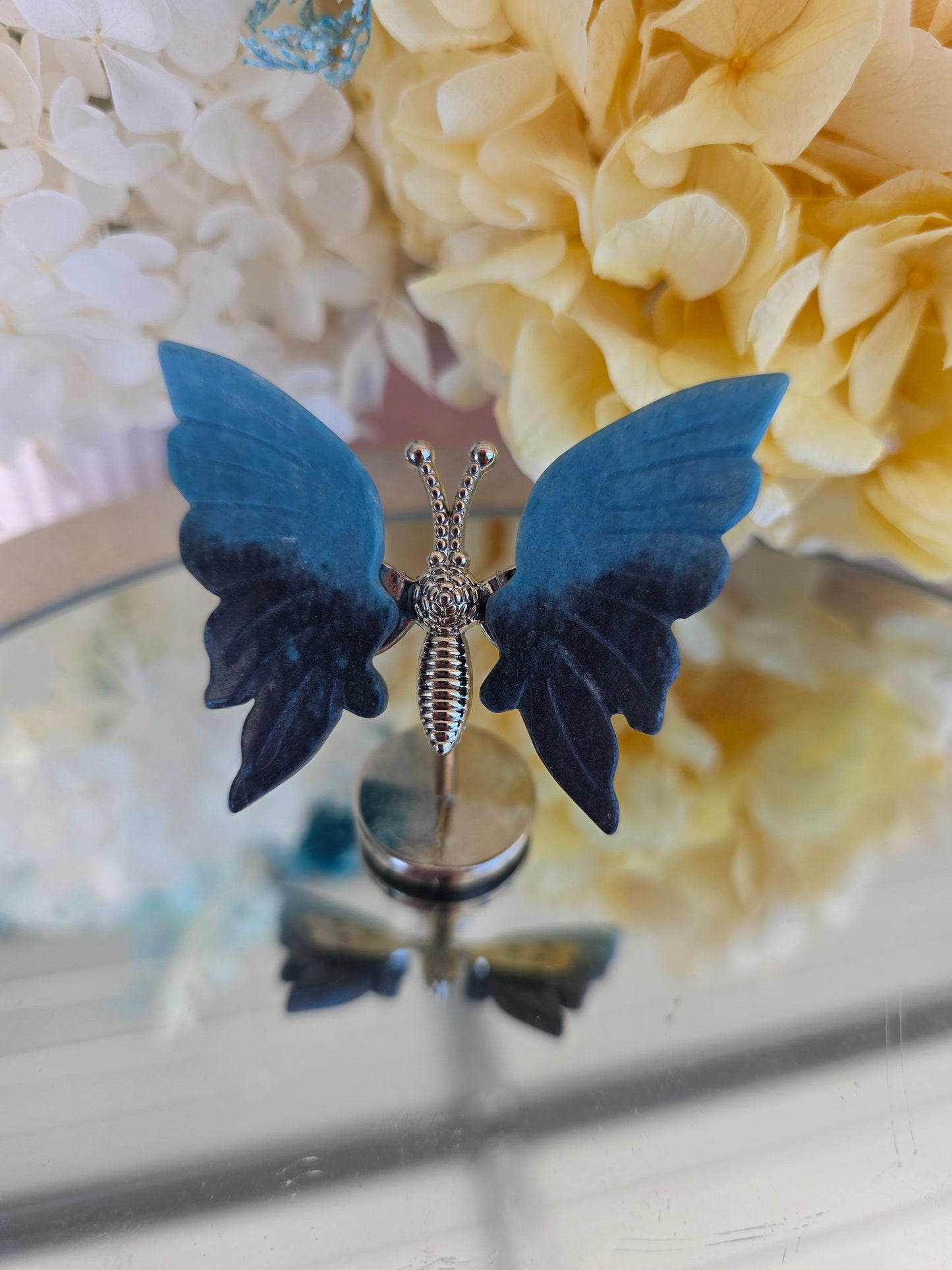 Butterfly Blue apatite, rose quartz, clear quartz