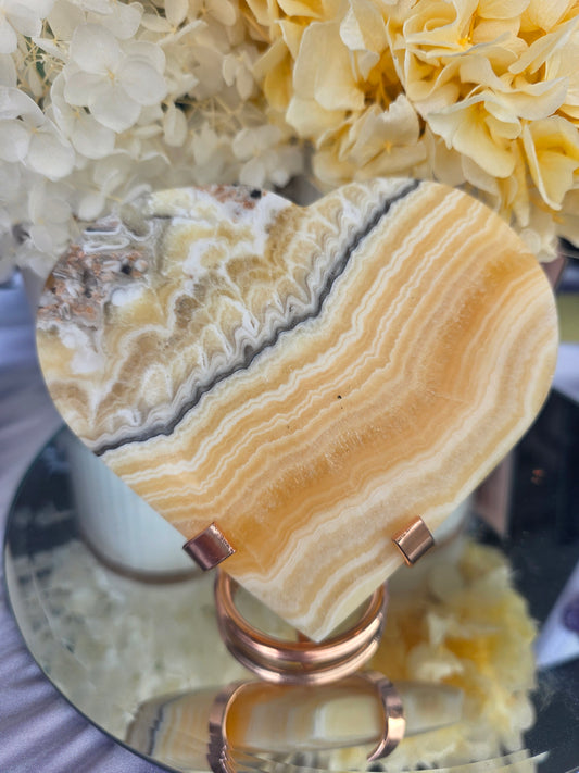 Orange Calcite Heart and stand