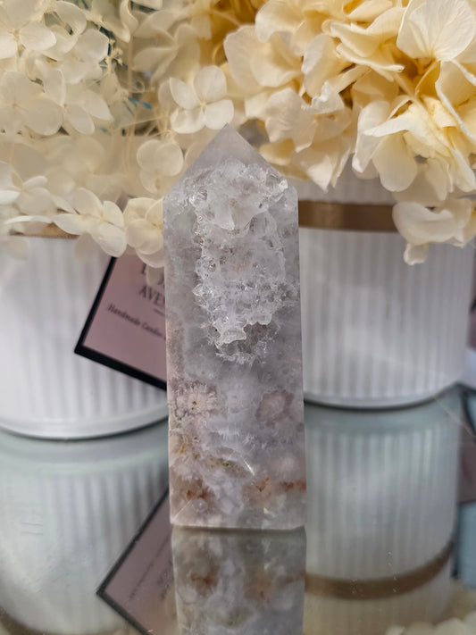 Green Amethyst Flower Agate Tower