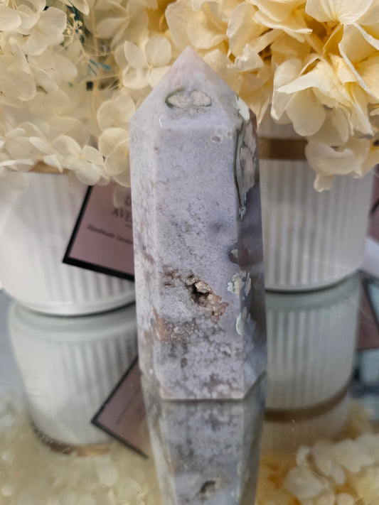 Blue Flower Agate Tower