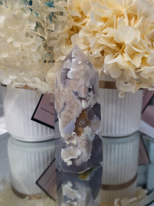 Blue Flower Agate Tower
