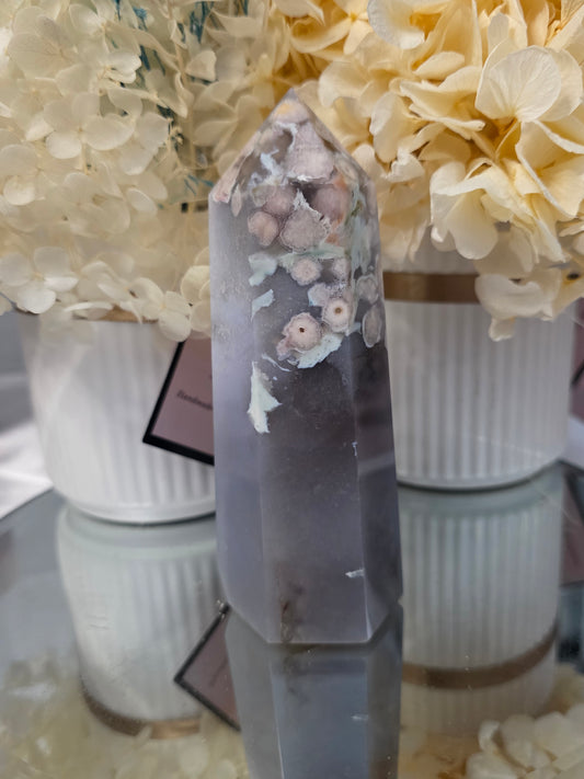Blue Flower Agate Tower