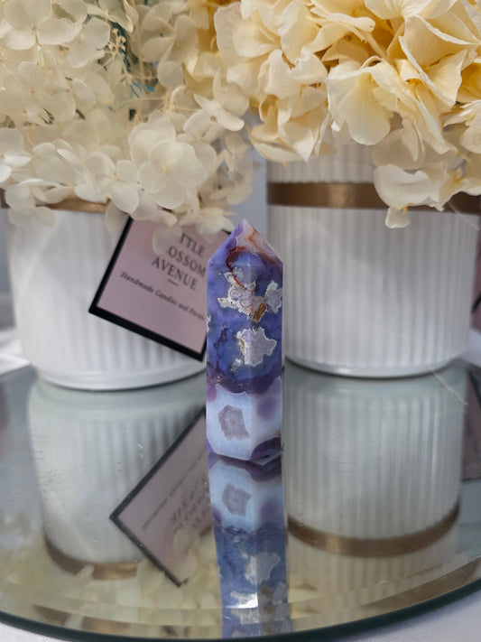 Blue Flower Agate Tower