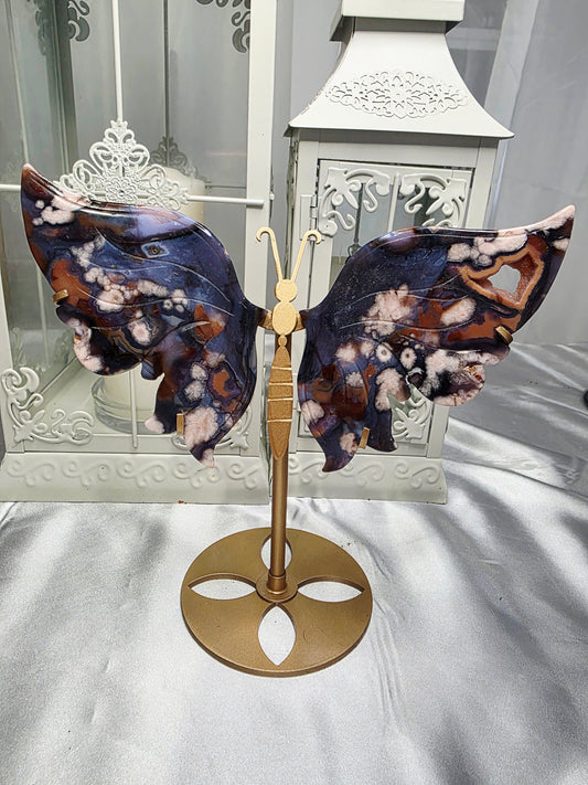 Blue Flower Agate Butterfly Wings