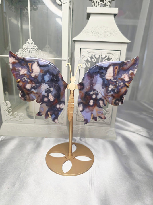 Blue Flower Agate Butterfly Wings