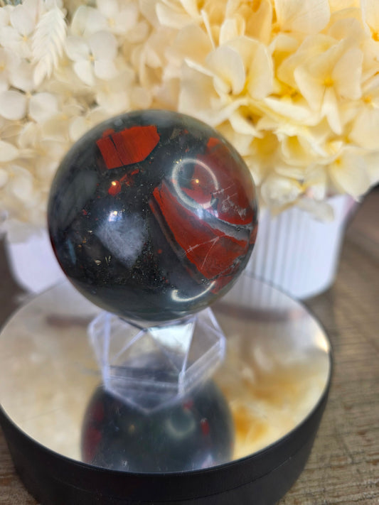 African Bloodstone with Pyrite Sphere