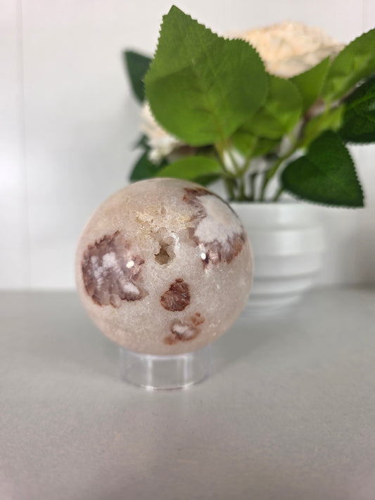 Pink Flower Agate sphere