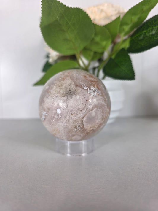 Pink Flower Agate sphere