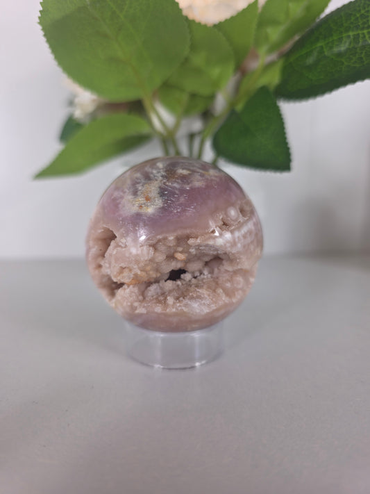 Pink Flower agate sphere