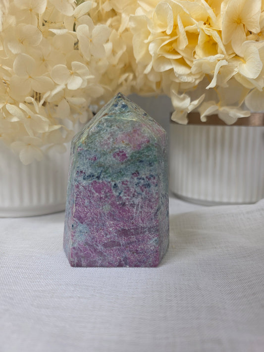 Brazilian ruby fuchsite tower