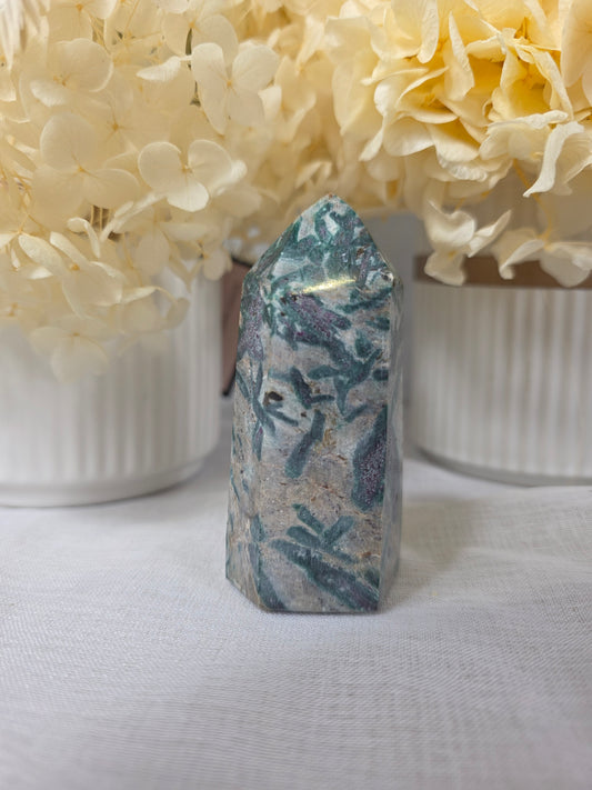 Brazilian ruby fuchsite tower