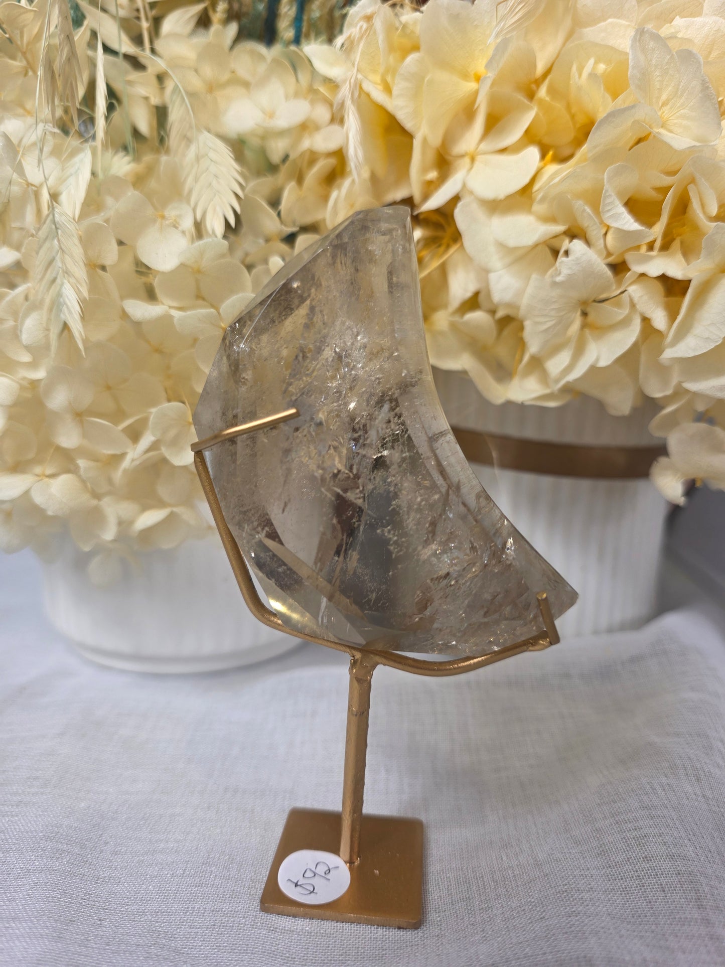 Brazilian Smoky citrine faceted moon and stand