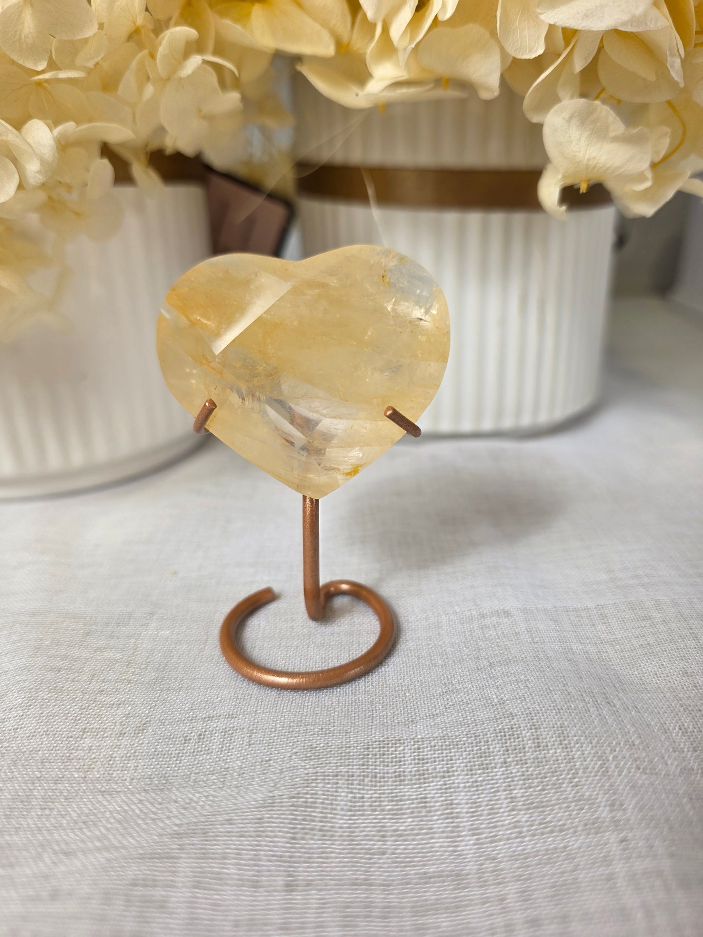 Brazilian golden healer faceted heart carving