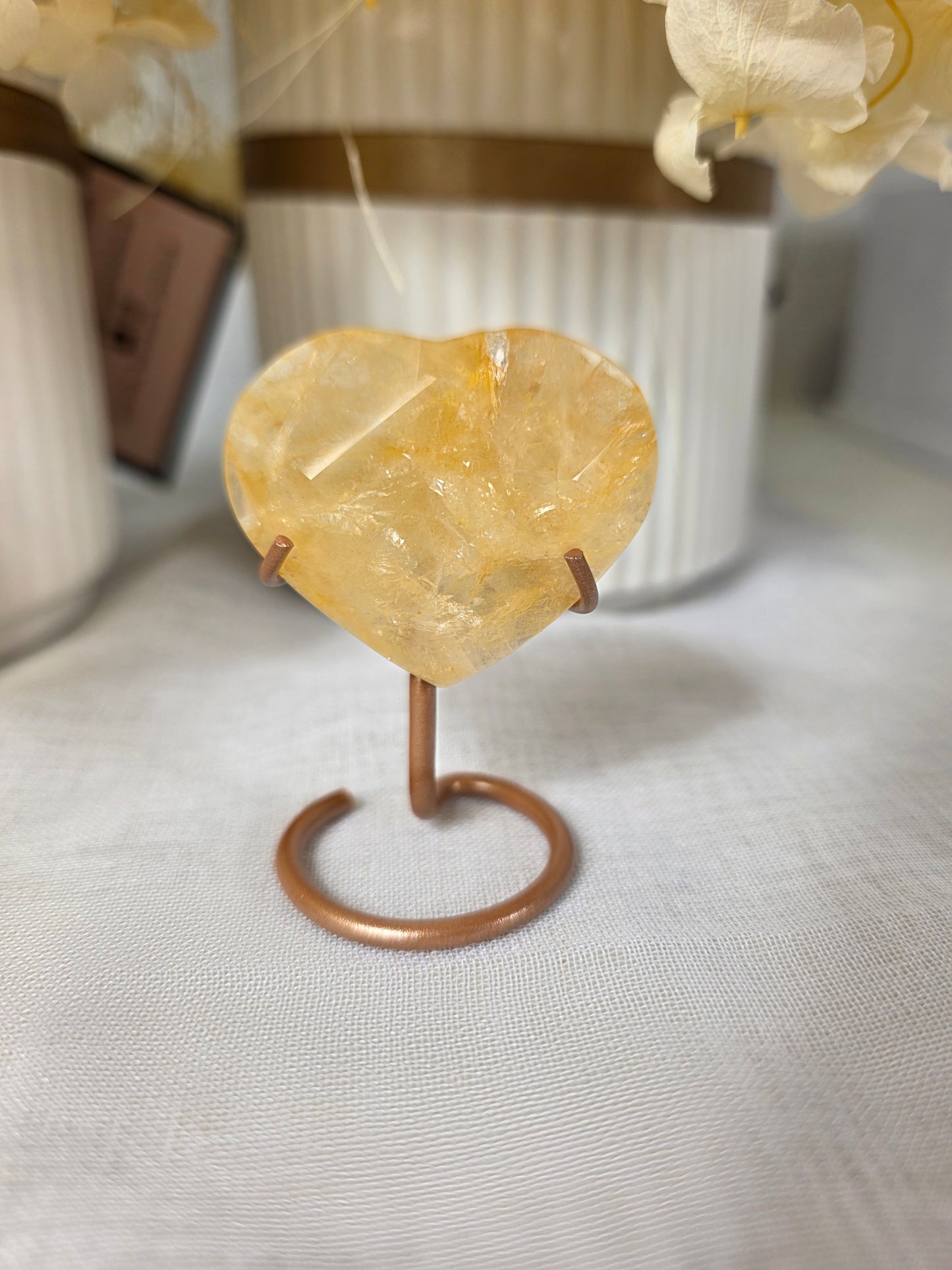 Brazilian golden healer faceted heart carving