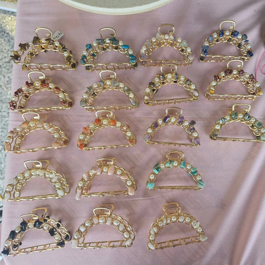 Crystal hair claw clips