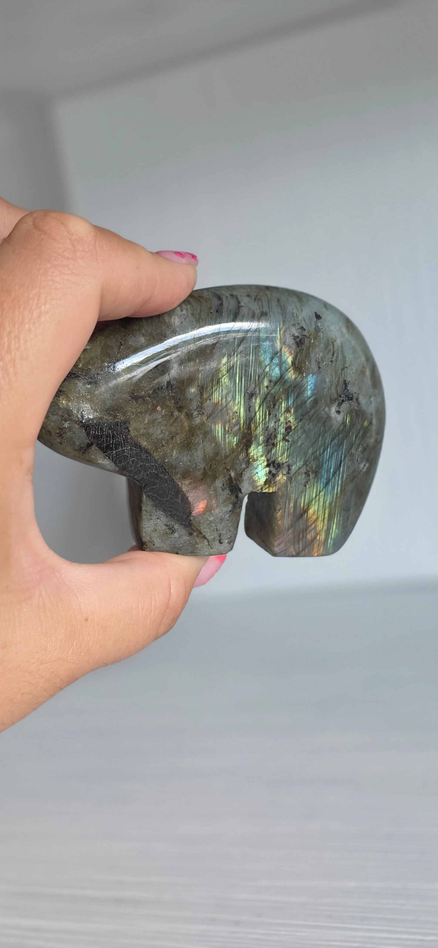 Labradorite Zuni bear carving