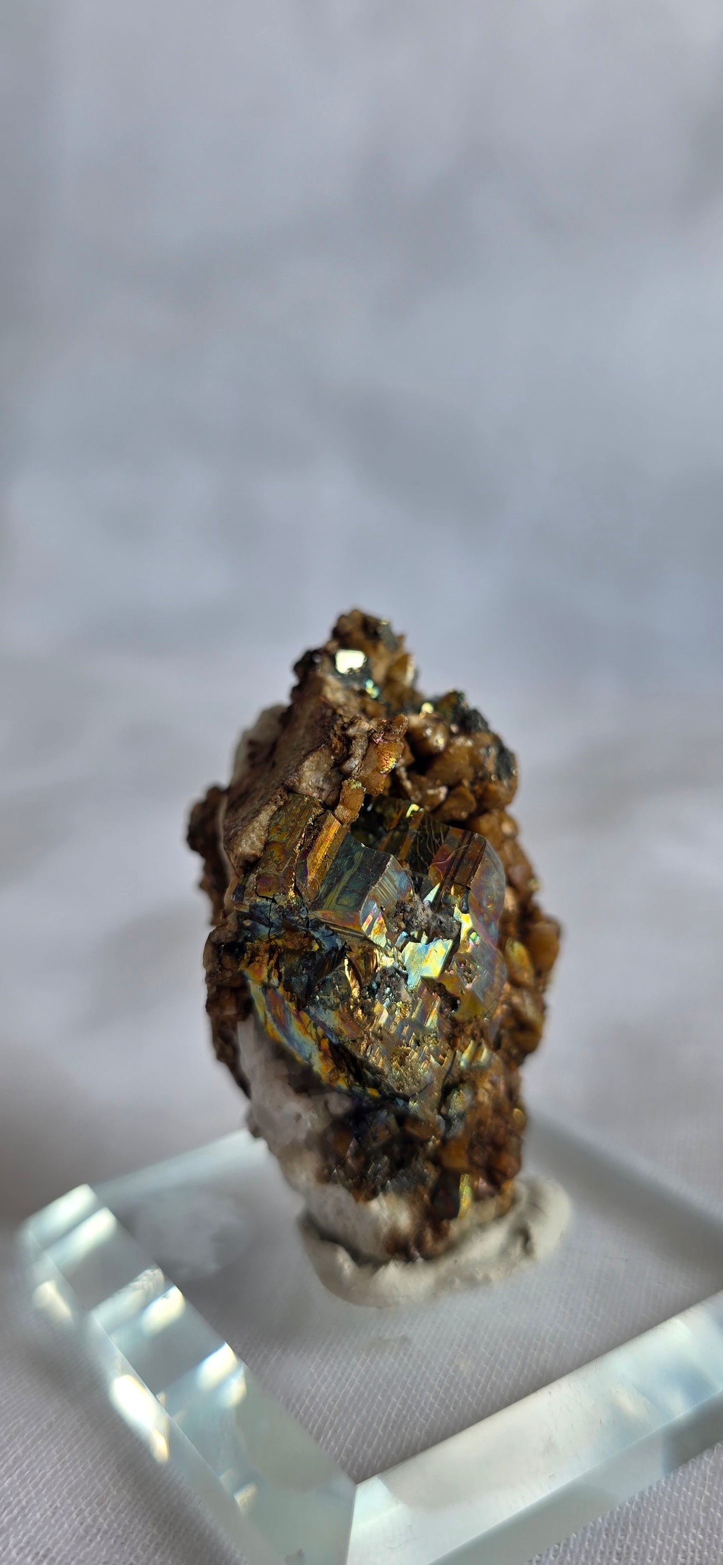 iridescent pyrite on matrix