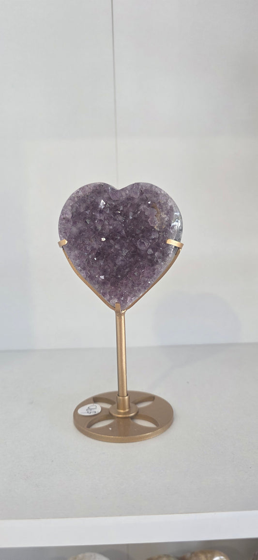 Amethyst Hearts on stand