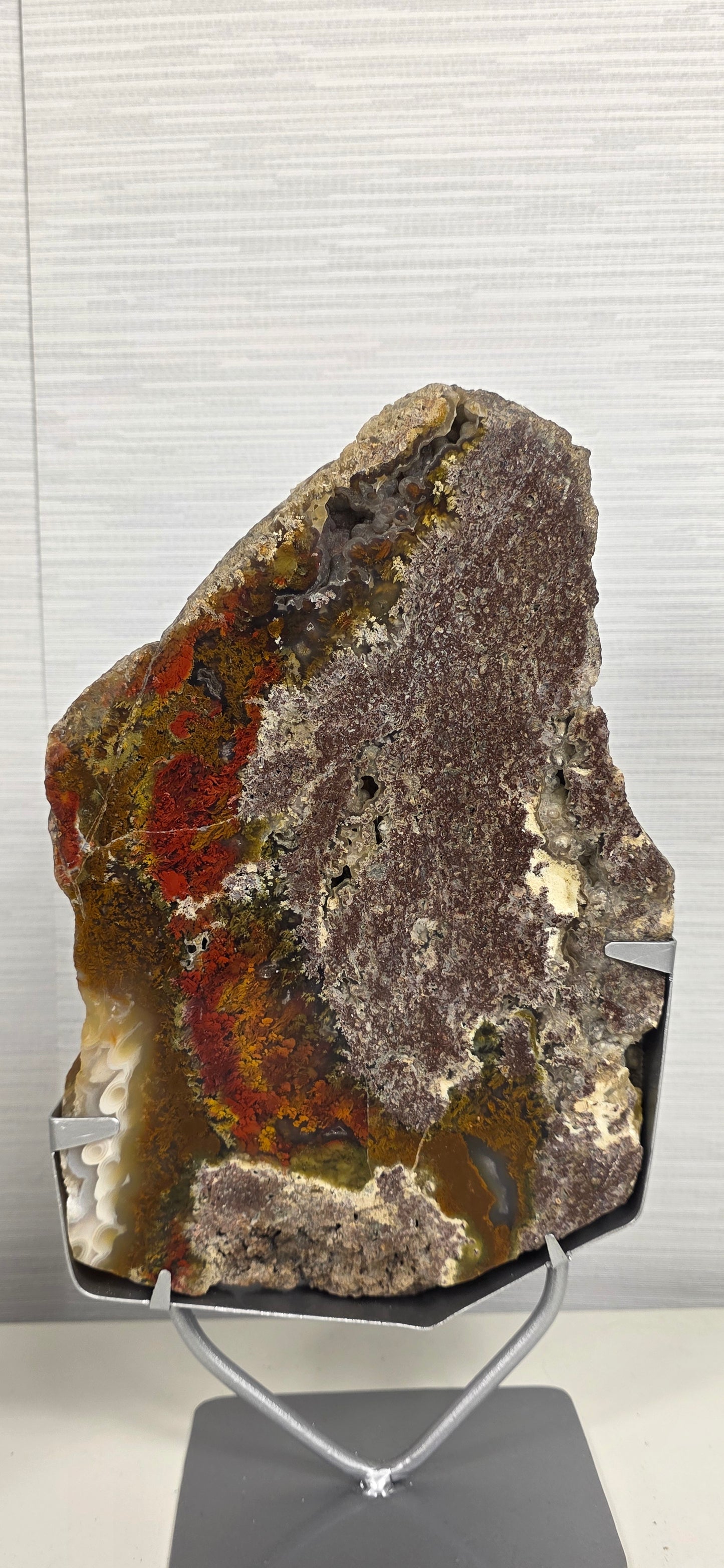 Scenic Moss Agate Slab and stand