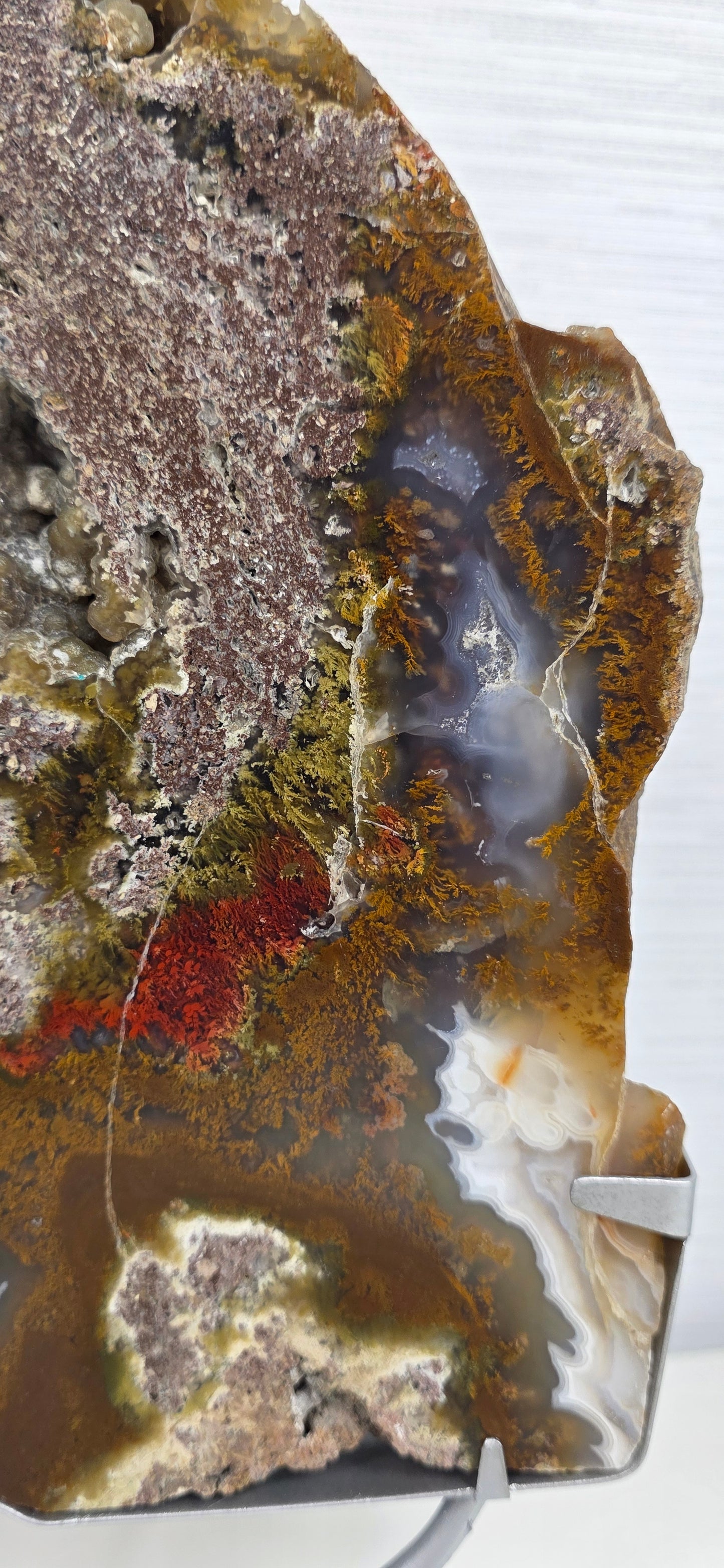Scenic Moss Agate Slab and stand