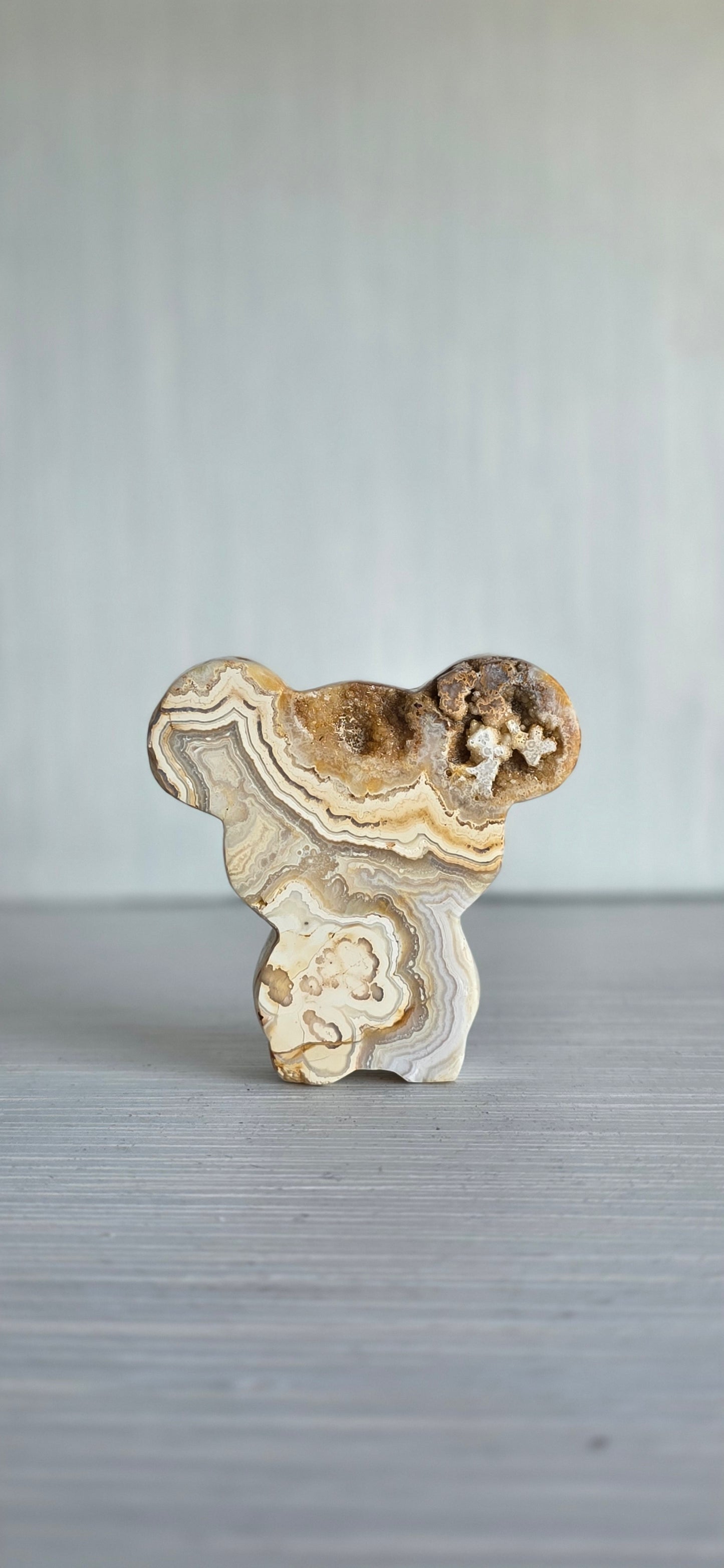 Yellow Lace Agate Koala carving