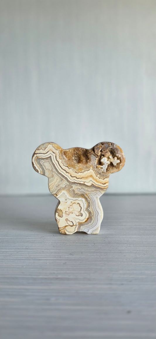 Yellow Lace Agate Koala carving