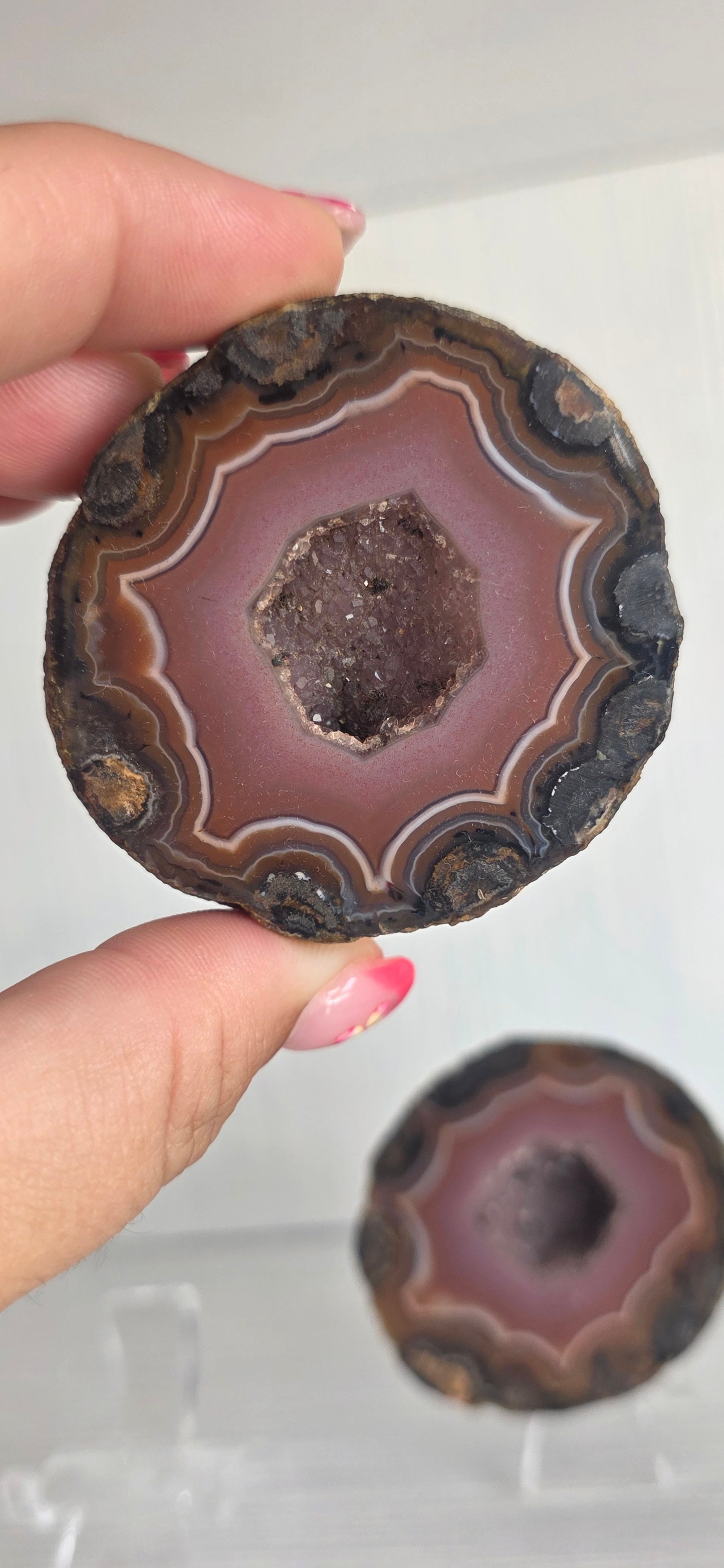 Druzy Agate Geode Pair