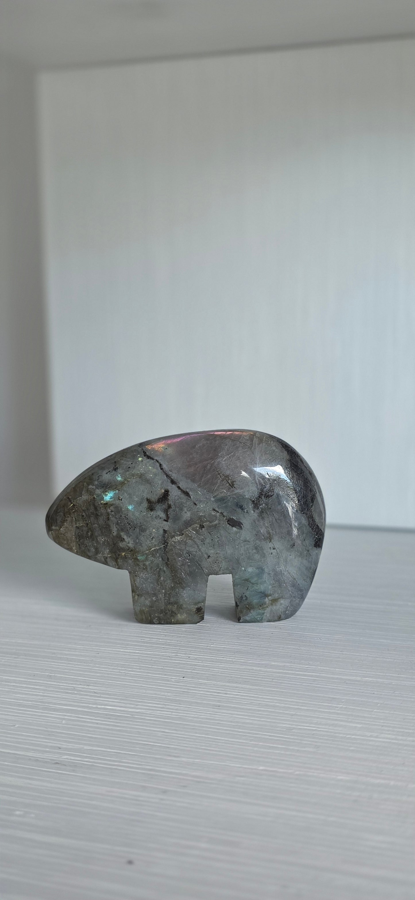 Labradorite Zuni bear carving