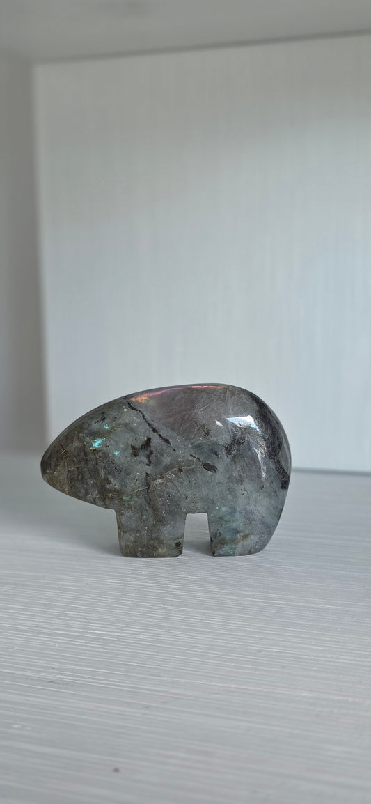 Labradorite Zuni bear carving