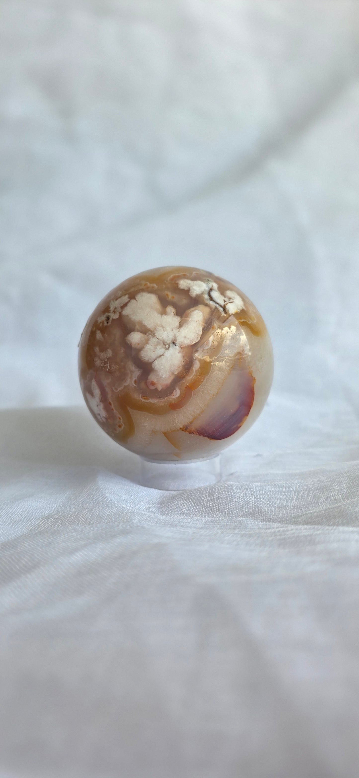 Flower agate sphere