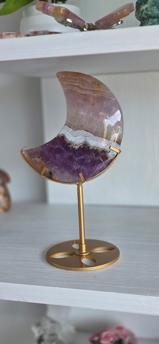 Amethyst Agate Moon on stand