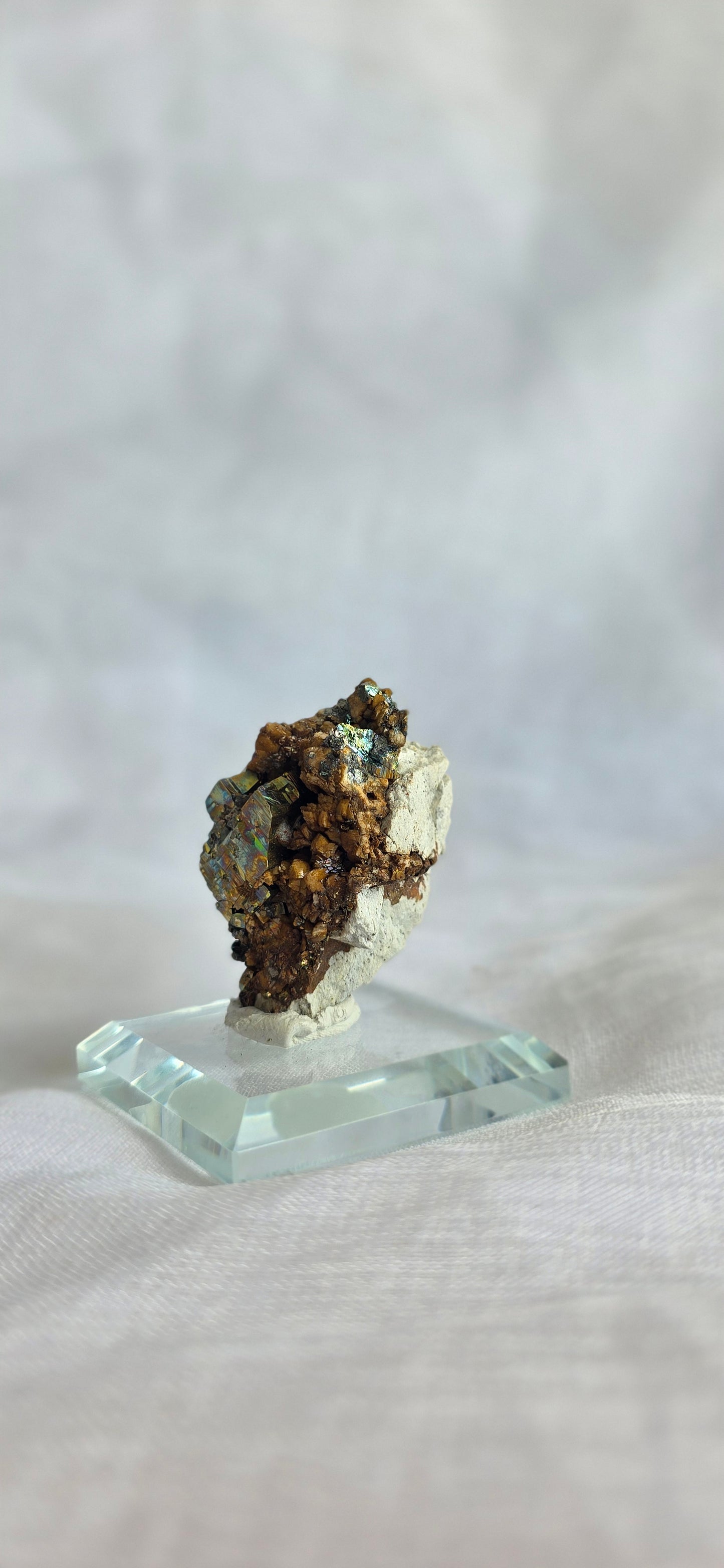 iridescent pyrite on matrix