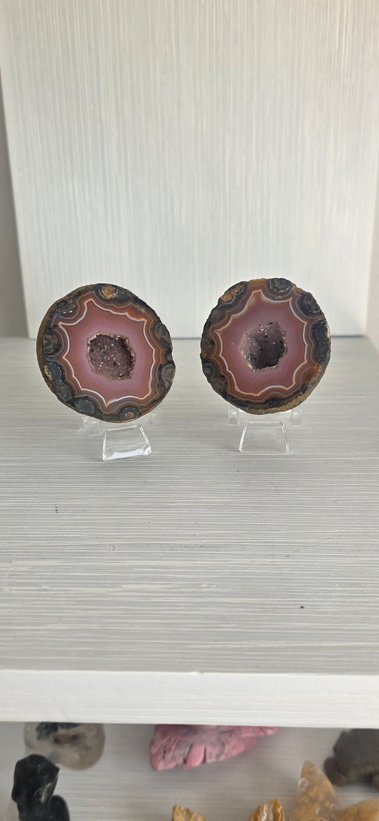 Druzy Agate Geode Pair