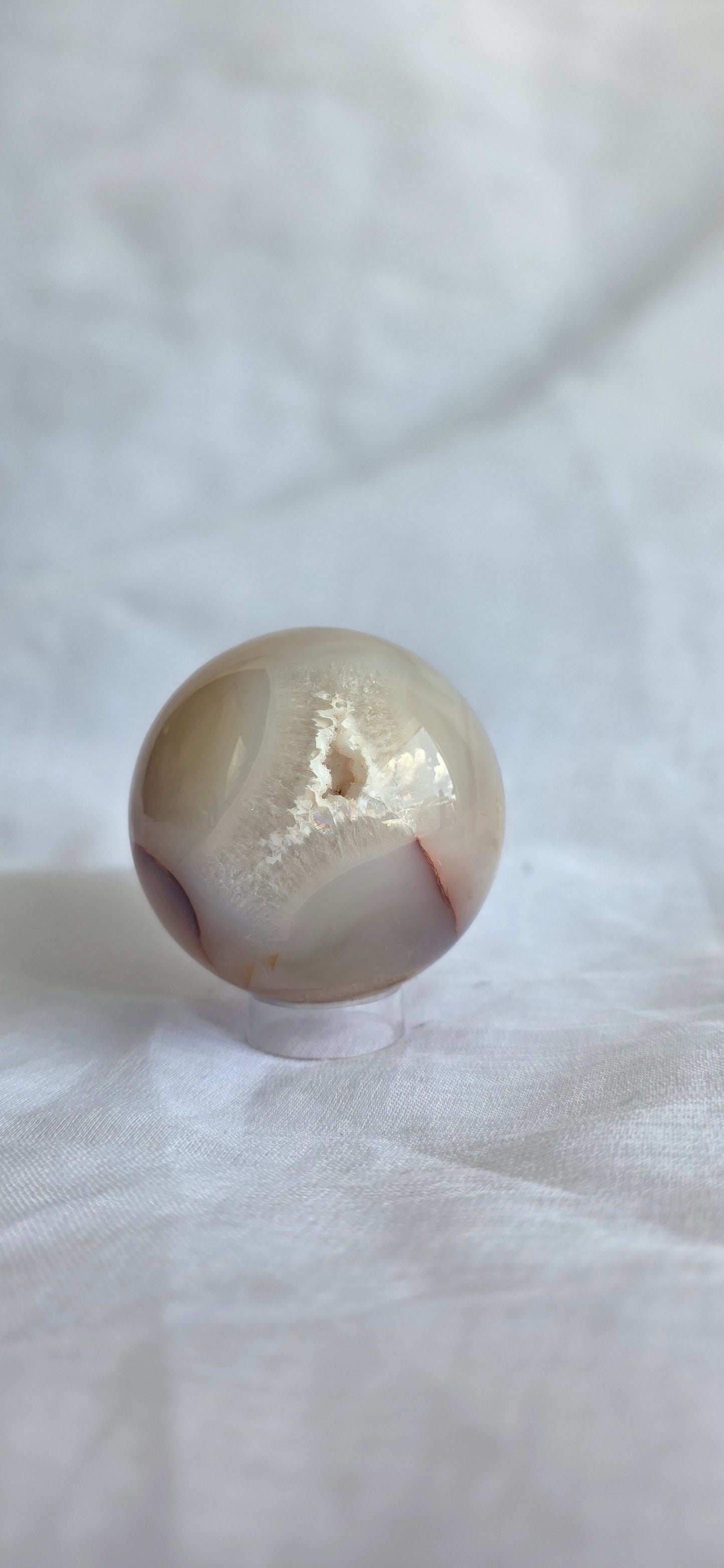 Flower agate sphere